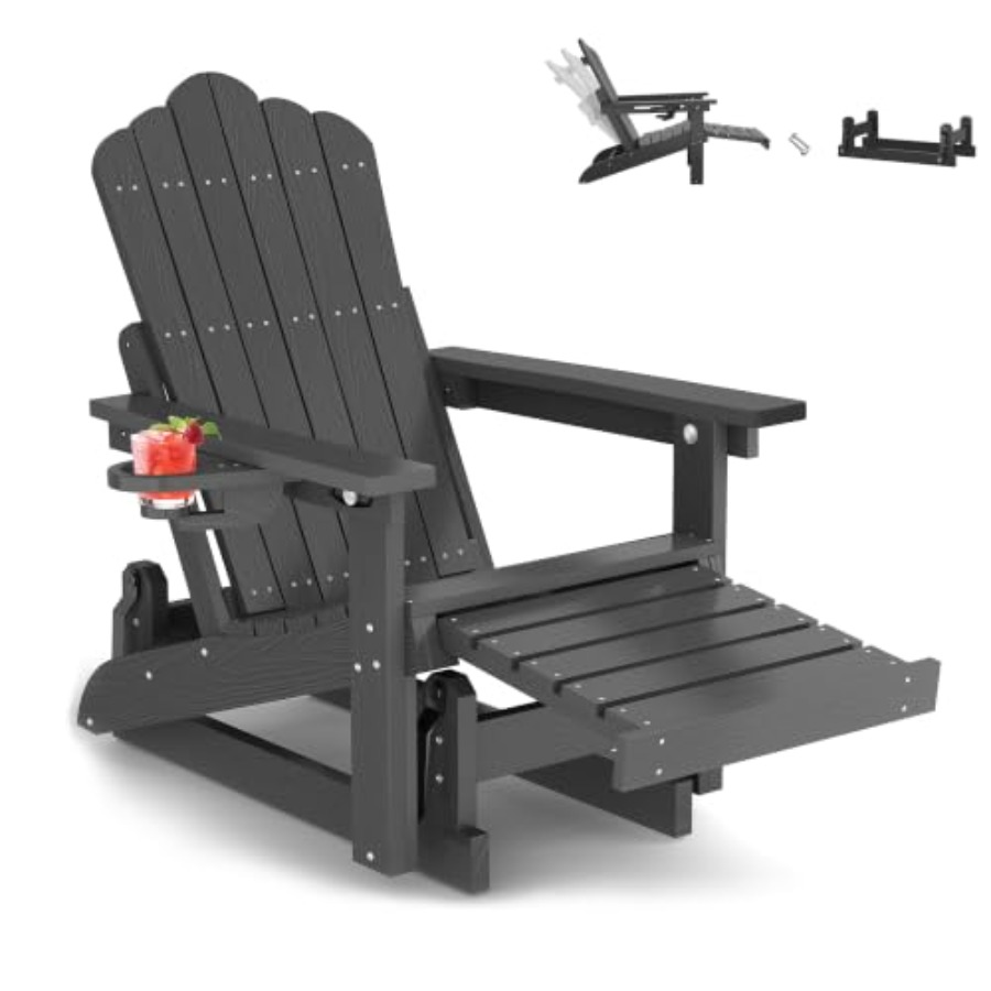 Adirondack Chair Wood - Adirondack Glider Chair with Retractable Ottoman,