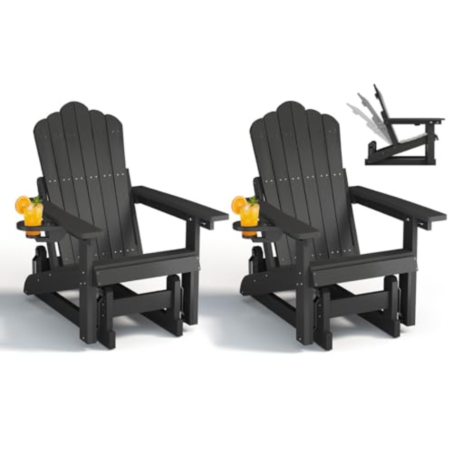 Adirondack Chair Wood - Outdoor HDPE Adirondack glider chair set