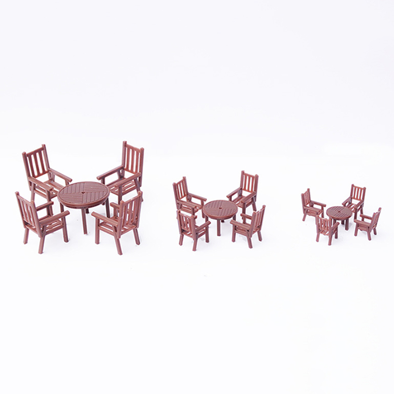 Bistro Table Set - Dollhouse Miniature Double Table Chair Round