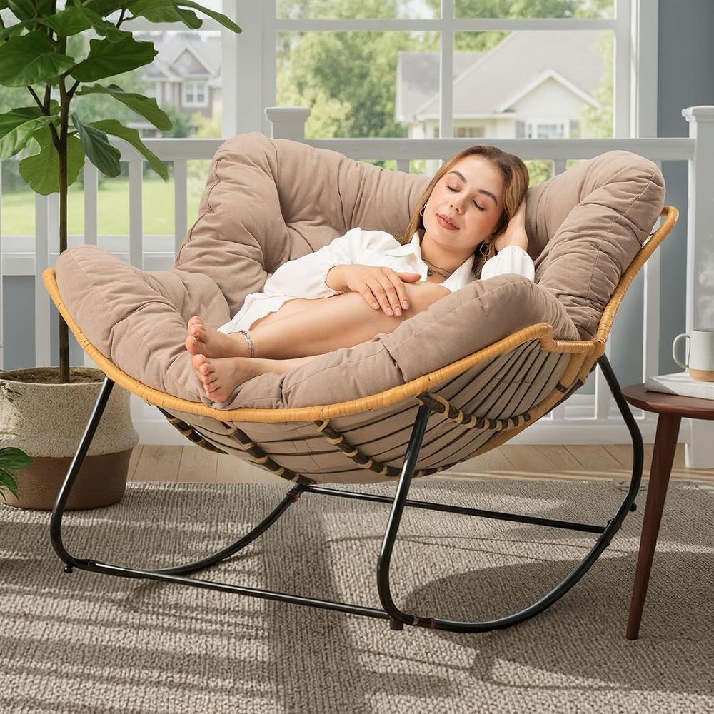 Outdoor Furniture No Cushions - Papasan Chair with Cushion, Oversized Outdoor