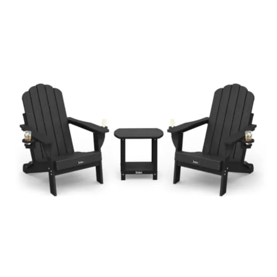 Adirondack Chair Wood - Folding Adirondack Chair 3-Piece Set for