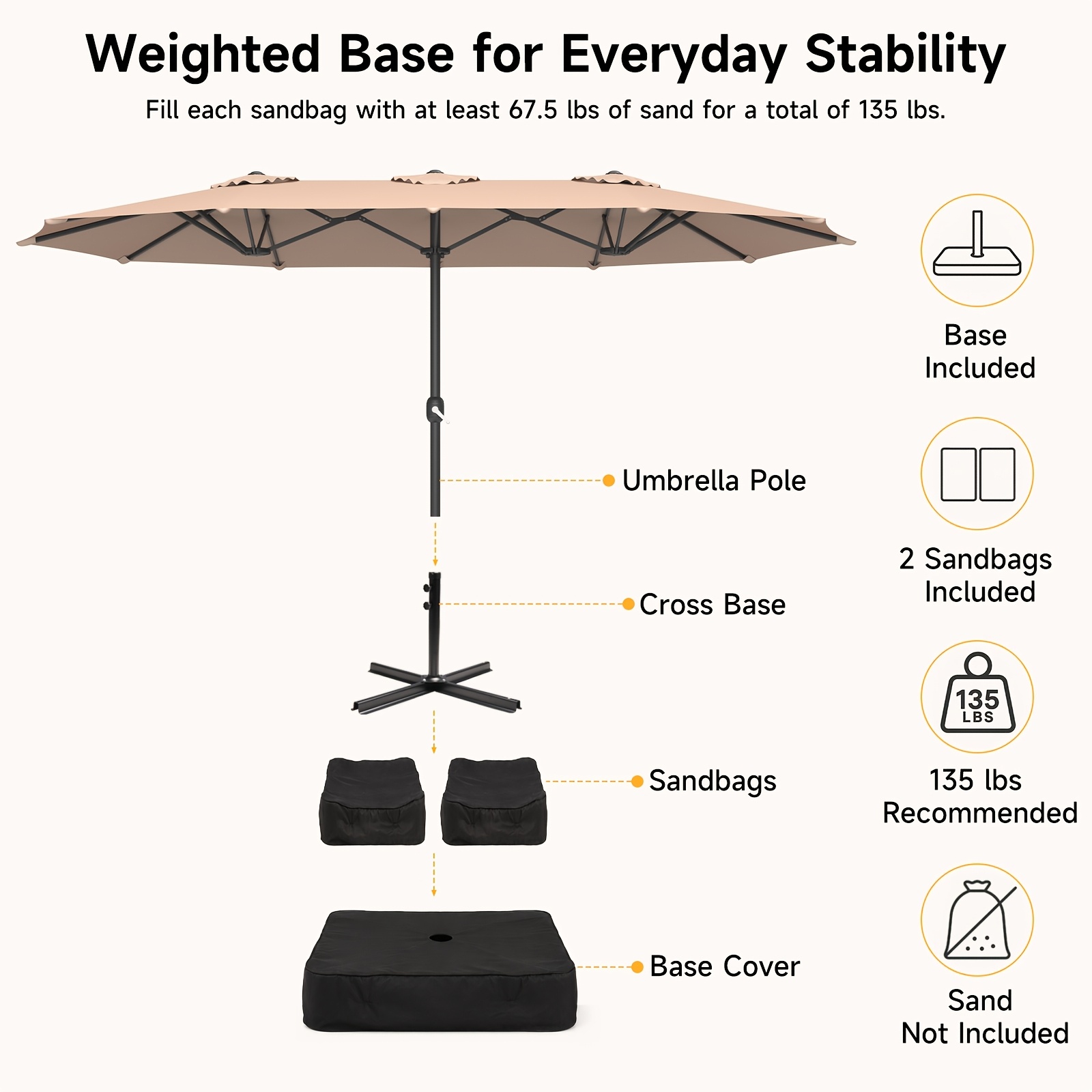1pc 15Ft Patio Umbrella with B - Outdoor Furniture Umbrella ulasan dan harga