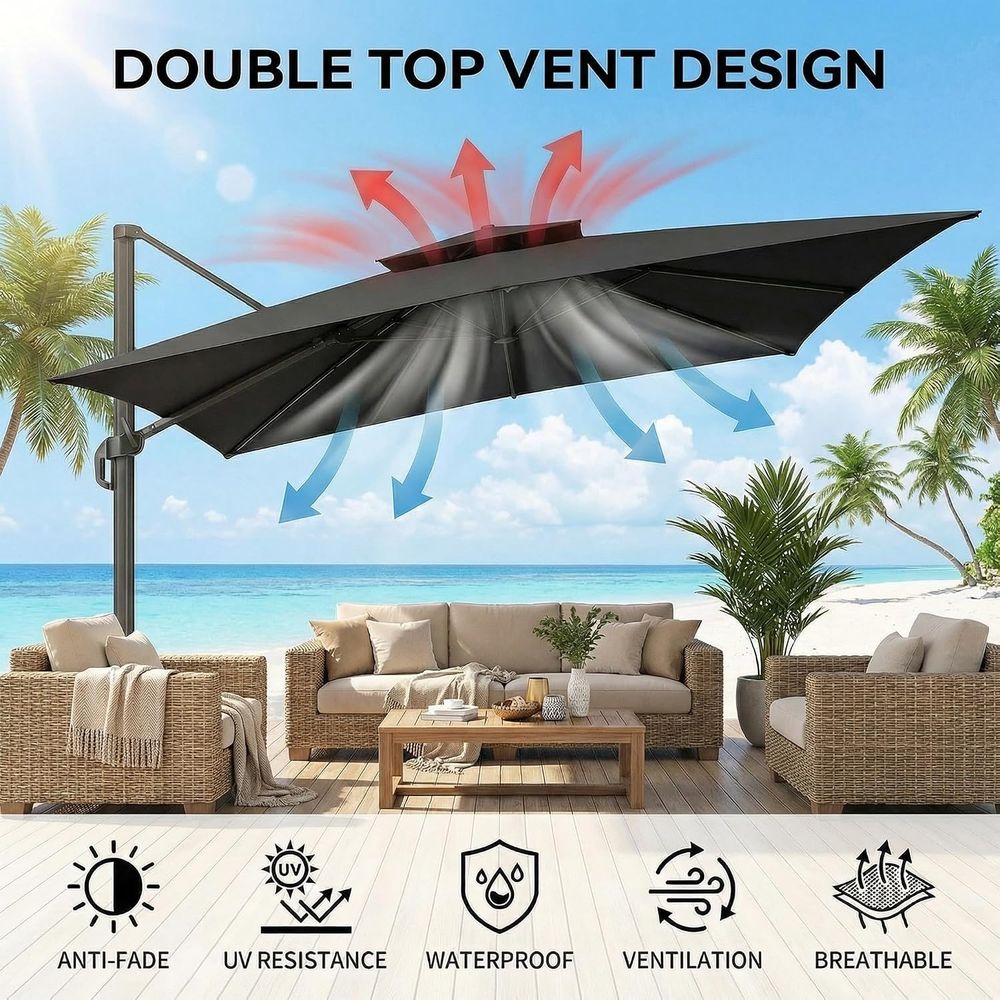 10ft Cantilever Patio Umbrella - Outdoor Furniture Umbrella ulasan dan harga