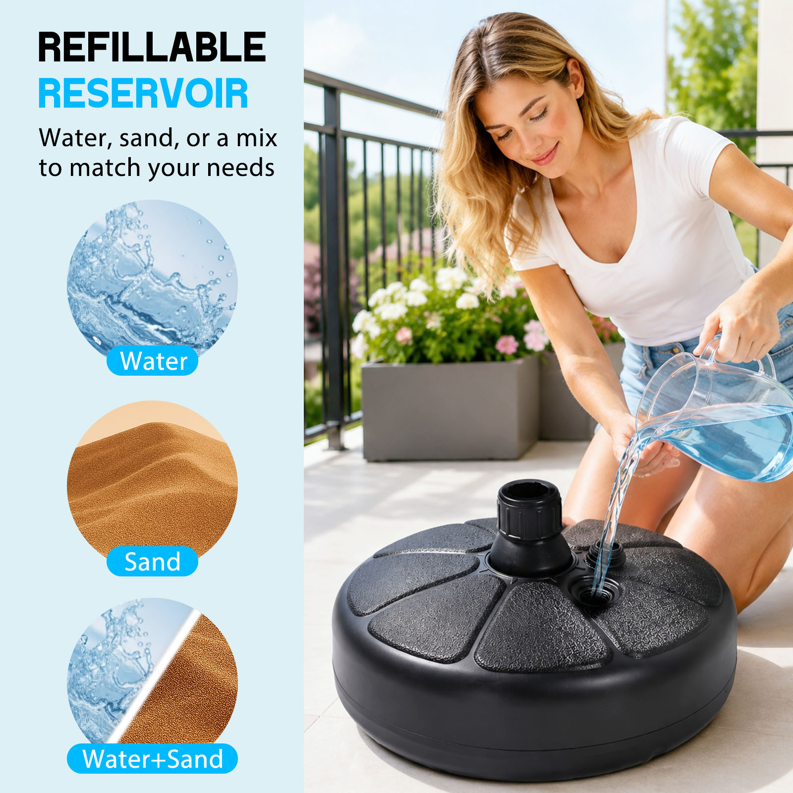 26lbs Fillable Water Sand Umbr - Outdoor Furniture Umbrella ulasan dan harga