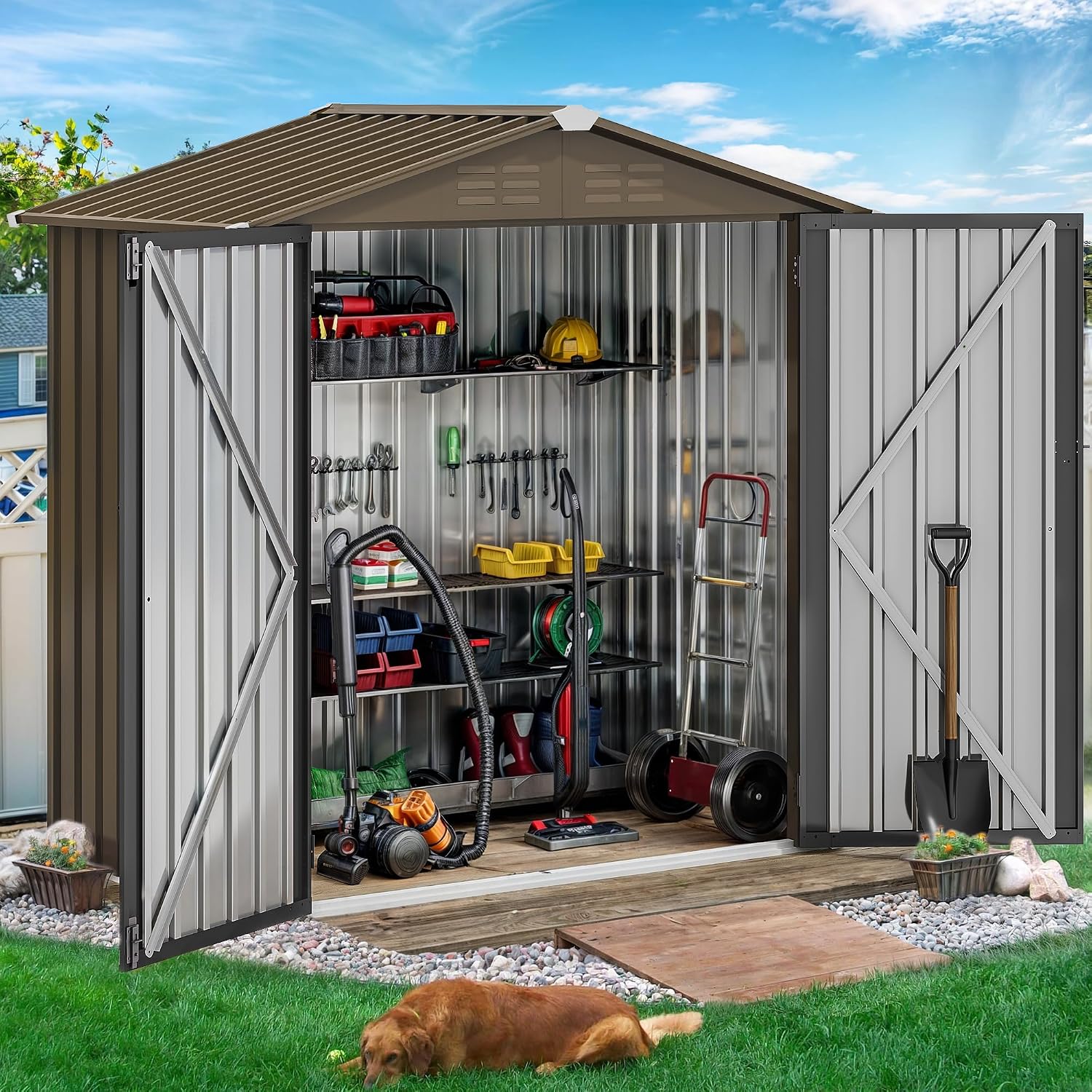 6x4ft Metal Outdoor Storage Sh - Outdoor Furniture Heavy ulasan dan harga