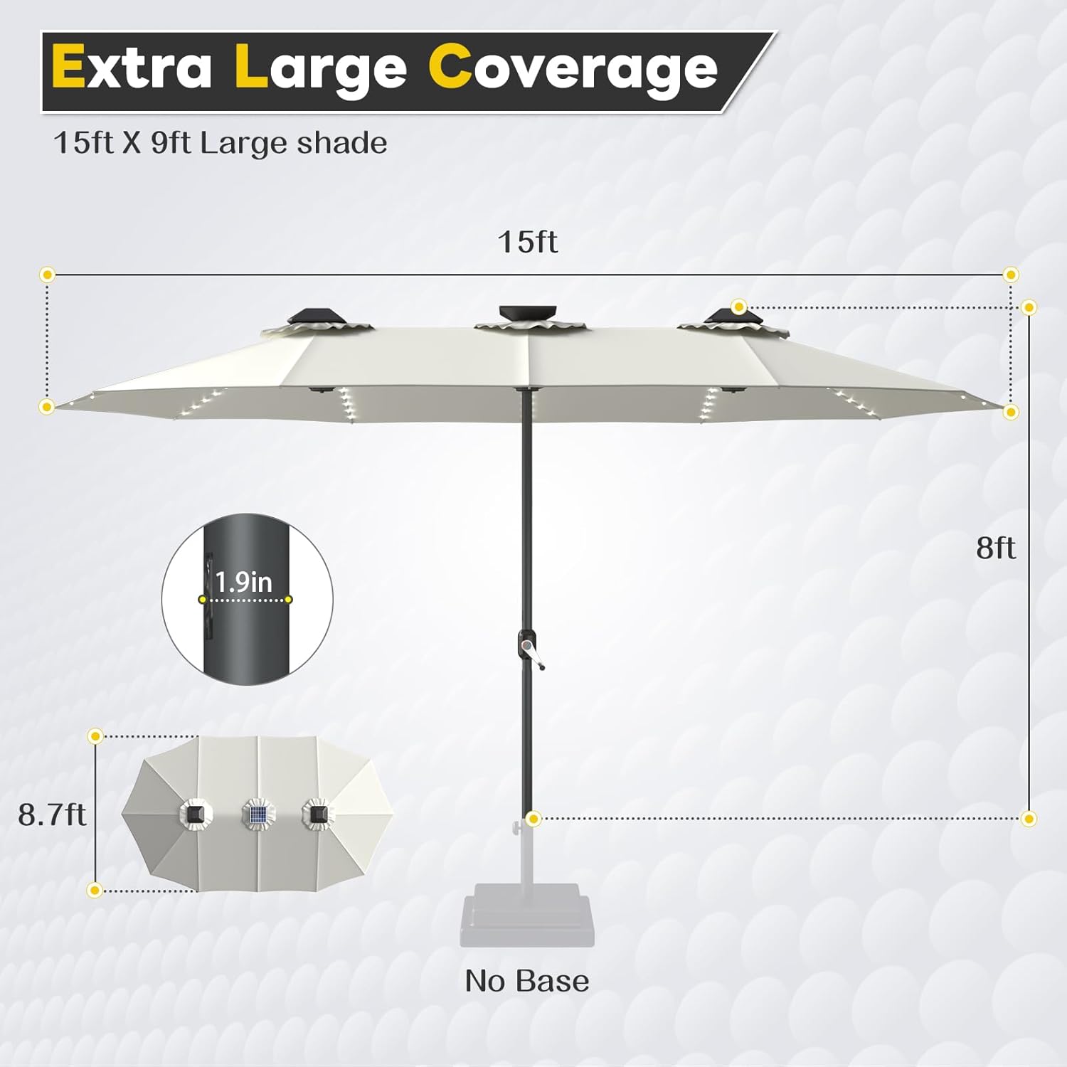 15ft Rectangular Patio Umbrell - Outdoor Furniture Umbrella ulasan dan harga