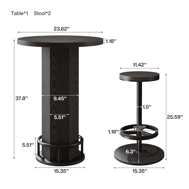 custom.Tribesigns Round Bar Ta - Bistro Table Set ulasan dan harga