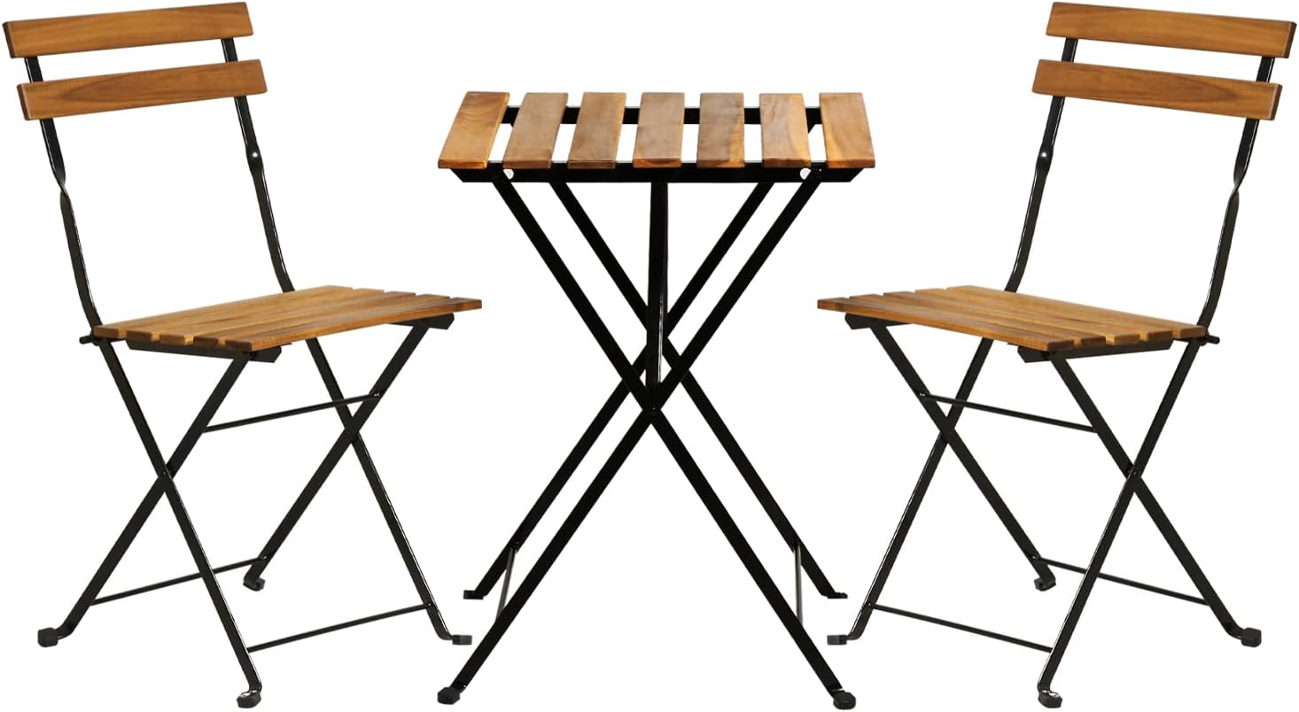 Natural wood 3-piece folding p - Bistro Table Set ulasan dan harga